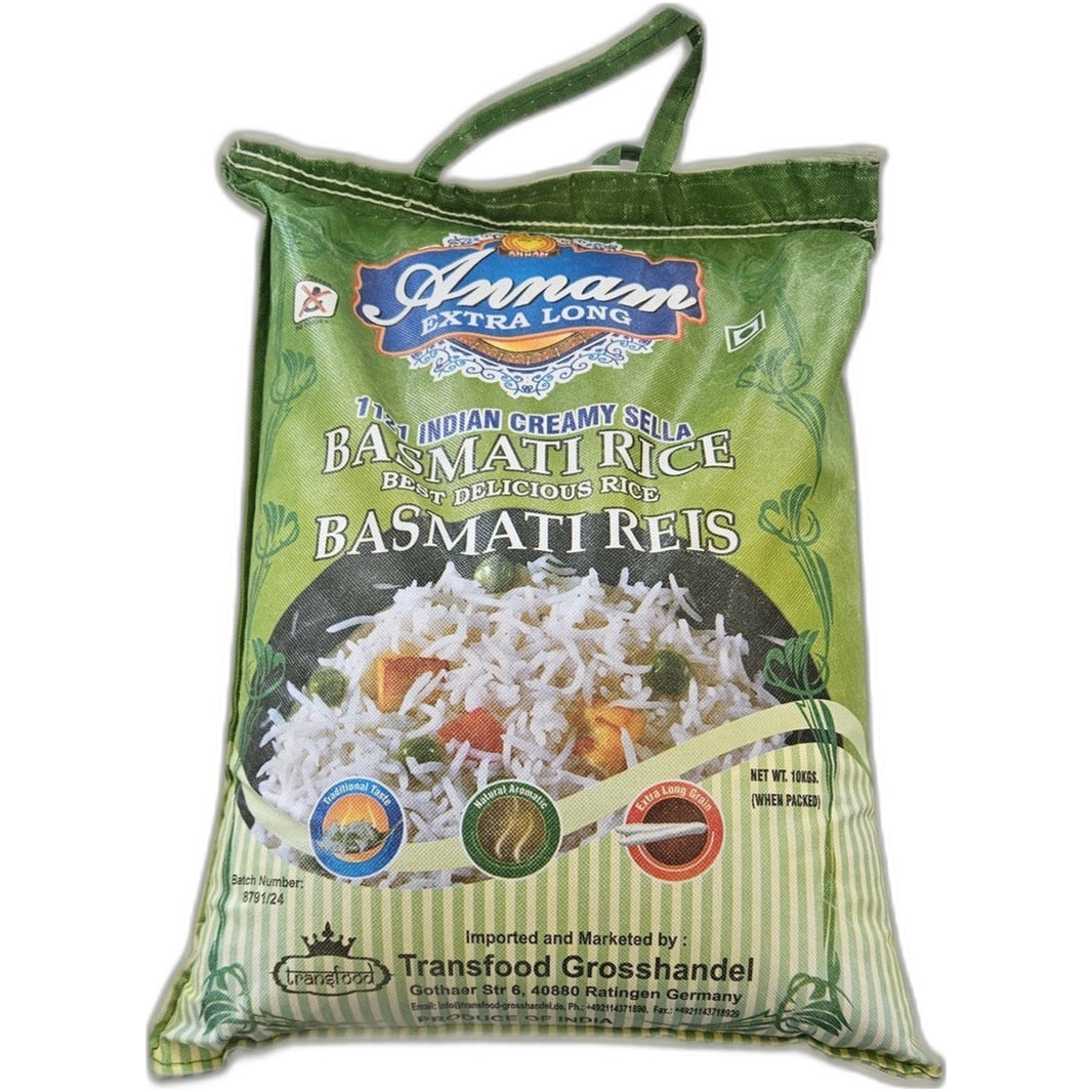 Golden Sella Basmati rice 10kg bag - Long grain aromatic Indian rice