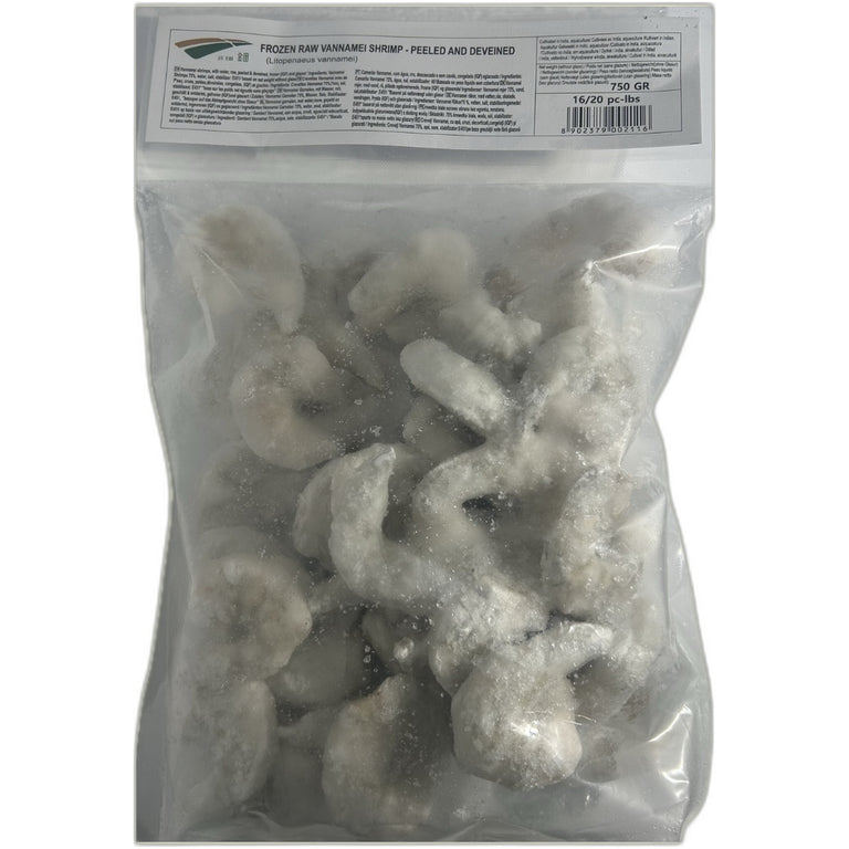 Frozen Raw Vannamei 16/20 Peeled & Deveined 750g - Indian grocery product