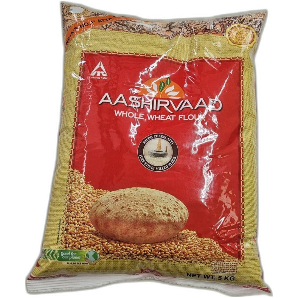 Whole wheat Atta flour 5kg pack - Stone ground wheat flour for roti by Aashirvaad