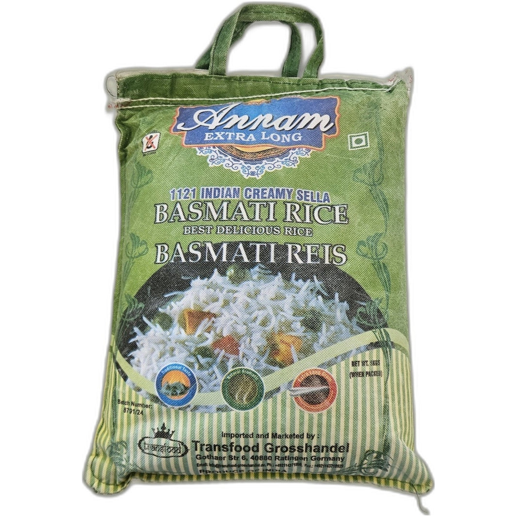 Golden Sella Basmati rice 5kg bag - Long grain aromatic Indian rice