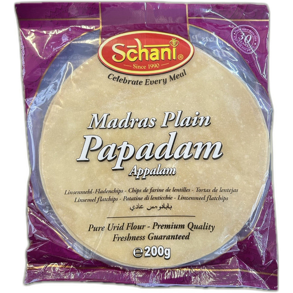 Madras Plain Pappadam (Big)  200g by SCHANI - Indian grocery product
