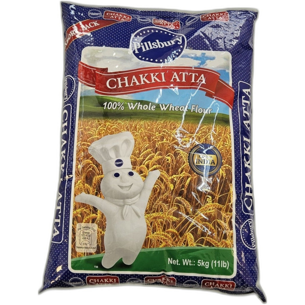Whole wheat Atta flour 5kg pack - Stone ground wheat flour for roti by Pillsbury